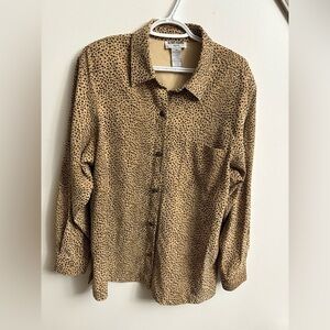 Vintage Alfred Dunner leopord button down shirt XLarge US 16